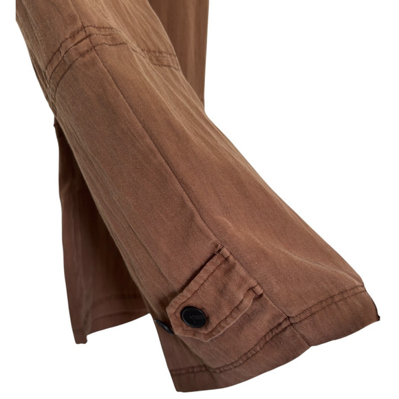 Zara Elastic Waist Lyocell Cargo Pants Womens Sz M Brown Straight Wide Leg Comfy - Picture 3 of 6
